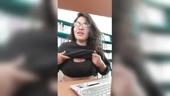 Glasses Desi Babe Flashing Boobs In College Library For Bf