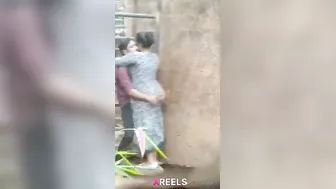 Young Desi Lovers Secretly Grinding In Backyard