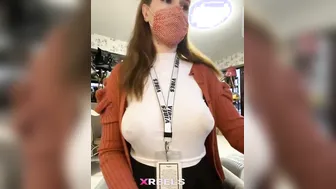 Store Girl Flashing Her Perky Titties Secretly While Working