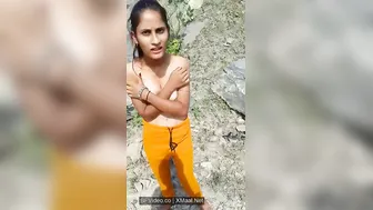 White Boob Desi Babe Flashing Tits Outdoor Mango Grove