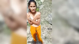 White Boob Desi Babe Flashing Tits Outdoor Mango Grove