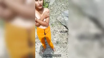 White Boob Desi Babe Flashing Tits Outdoor Mango Grove