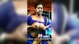 Trans Desi Showing Massive Boobs Daringly In Truck Stop