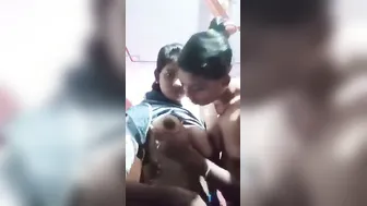 Young Lesbian Desi Sisters Sucking Boobs In Rainy Bedroom