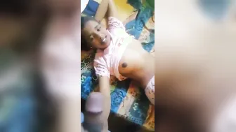 Didi Squeezing Boobs While Stroking Bhai's Throbbing Lund Tight