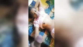 Didi Squeezing Boobs While Stroking Bhai's Throbbing Lund Tight