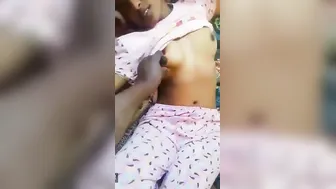 Didi Squeezing Boobs While Stroking Bhai's Throbbing Lund Tight