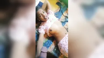 Didi Squeezing Boobs While Stroking Bhai's Throbbing Lund Tight