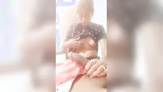 Slim Bhabhi Jerking Lund While Flashing Perky Boobs