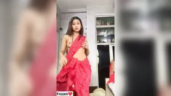 Cute Desi Gf Teasing Nipples Dropping Saree At Home