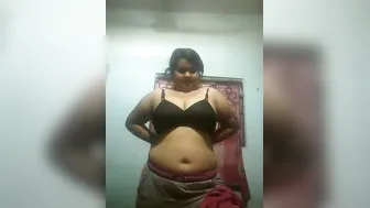 Desi Bhabhi Stripping Sari Revealing Massive Jugs In Village Hut