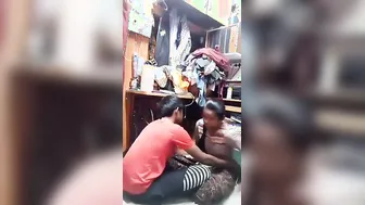 Tailor Squeezing Pressing Sucking Juicy Desi Boobs In Shop