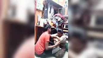 Tailor Squeezing Pressing Sucking Juicy Desi Boobs In Shop