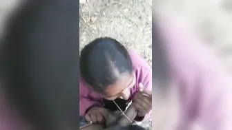 Desi Slut Kneeling Outdoors Sucking Cock Like Pro Whore