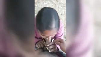 Desi Slut Kneeling Outdoors Sucking Cock Like Pro Whore