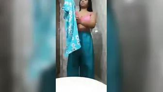 Stripping Salwar Kameez Bathroom Mirror Desi Tease