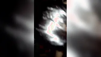 Bd Wife Kneeling Blowing Hubby While Cooking Dal In Kitchen