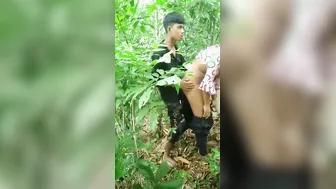 Bangladeshi Hottie Bent Over For Standing Doggy In Jungle