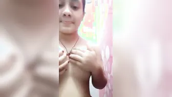 Village Beauty Squeezing Her White Milky Boobs Sensually