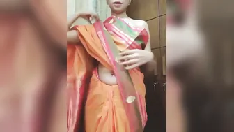 Beautiful Bengali Girl Stripping Saree Slow In Bedroom
