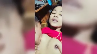 Virgin Desi Babe's Boobs Sucked Roughly By Bf In Holi Play