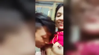 Virgin Desi Babe's Boobs Sucked Roughly By Bf In Holi Play
