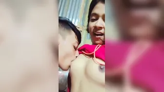 Virgin Desi Babe's Boobs Sucked Roughly By Bf In Holi Play