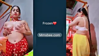 Super Sexy Bhabhi Stripping Sheer Saree Revealing Curves Seductively