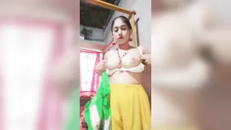 Super Sexy Bhabhi Stripping Sheer Saree Revealing Curves Seductively