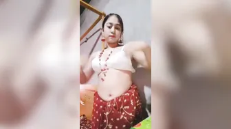 Super Sexy Bhabhi Stripping Sheer Saree Revealing Curves Seductively