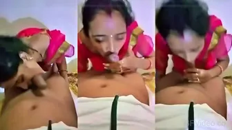 Desi Bhabhi Sucking Devar's Thick Dick In Viral Night Blowjob
