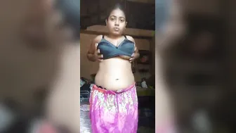 Hairy Tamil Slut Stripping Slow Tease Fingering On Selfie Cam