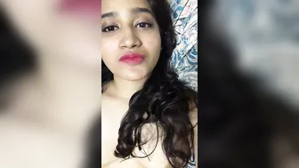 Sexy Paki Babe Flashing Topless Tits In Naughty Bedroom Selfie Vid