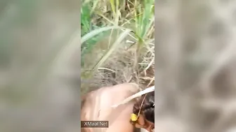 Village Beauty Bares Bushy Pussy Nude Amid Paddy Fields
