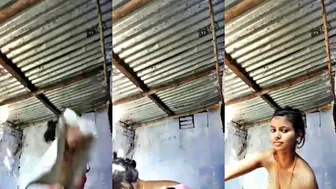 Village Teen Snaps Fresh Nude Selfies In Saree Room Mirror