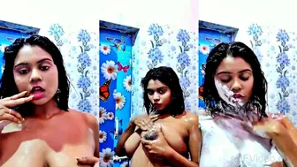 Busty Desi Girl Taking Nude Bath Selfie Mms In Her Small Bathroom