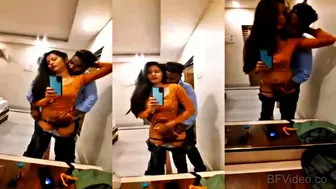 Indian Gf Teasing Foreplay Hot Kissing Before Mirror Sex Romp