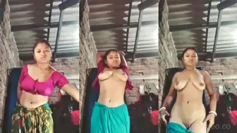 Village Wife Stripping Nude Tease For Ex-Lover In Saree