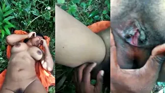 Busty Bhabhi Spreading Legs Flashing Pussy Outdoors Lover