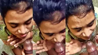 Cute Desi Gf Kneeling Begging Cumshot On Pretty Face