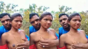 Tribal Wife Pressing Boobs Outdoor Sex Mms In Village