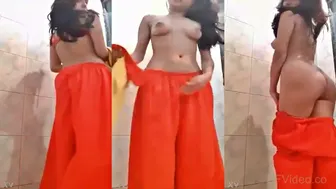 Bengali 19yo Topless Rubbing Boobs In Bathroom Mirror