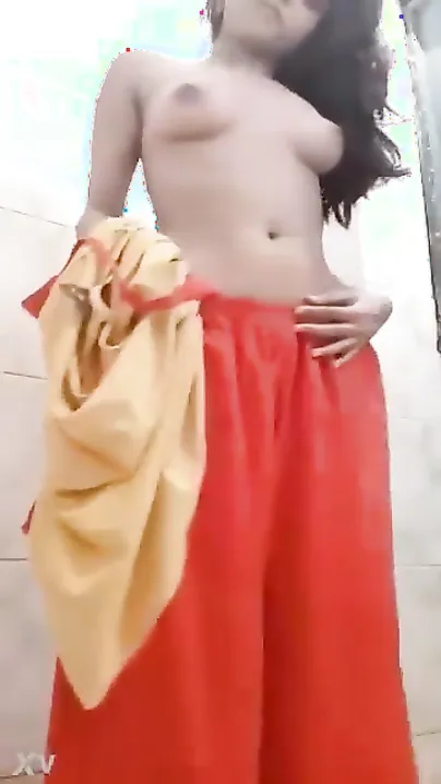 Bengali 19yo Topless Rubbing Boobs In Bathroom Mirror