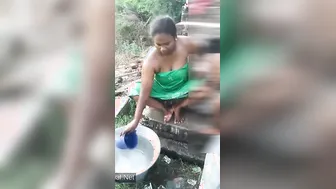 Village Bhabhi Stripping Nude For Outdoor Bath Caught By Horny Devar