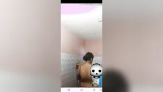 Busty Wife Stripping Naked During Steamy Bath Video Call
