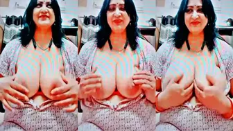 Mature Bhabhi Teasing Super Jugs In Sari Living Room Show