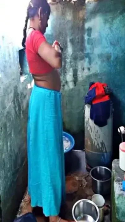 Topless Mature Village Aunty Bathing Caught On Hidden Cam
