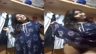 Chubby Indian Gf Lifts Nighty To Flash Wet Pussy