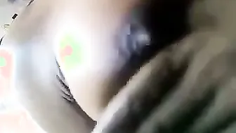 Indian Girl Fondling Big Boobs While Rubbing Wet Pussy Slow