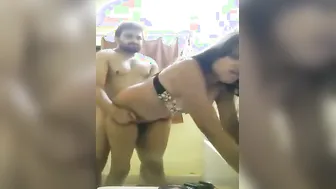 Desi Wife Sucked Husband’s Dick Standing Up Then Took It Doggy